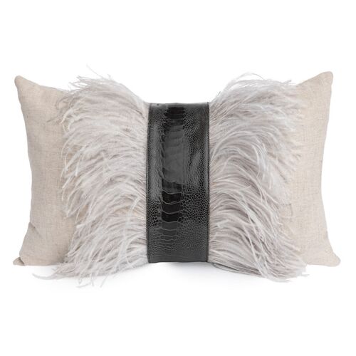 Ostrich 14x22 Lumbar Pillow, Gray~P77537136