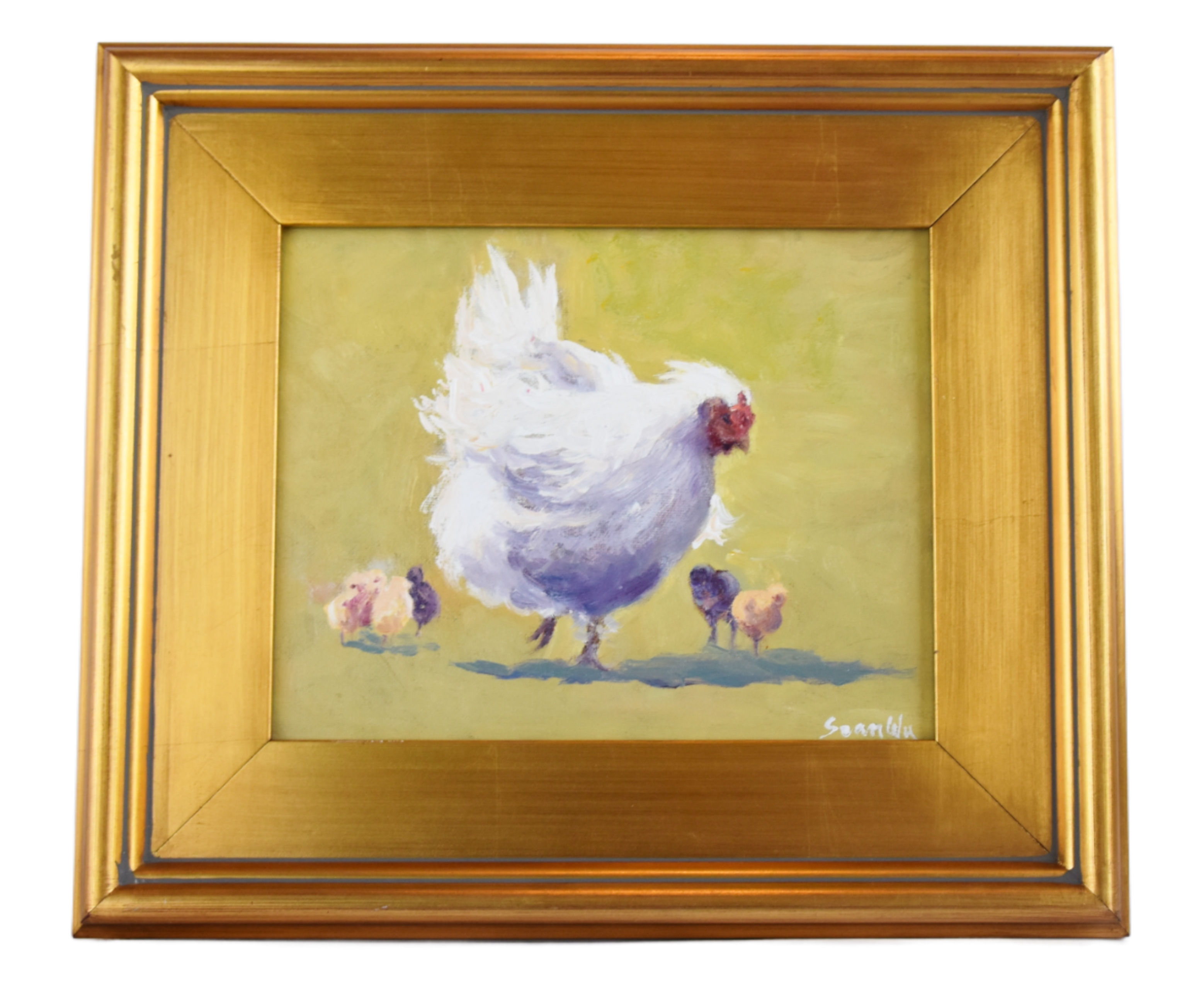Farmhouse Hen and Chicks Oil Painting~P77662388