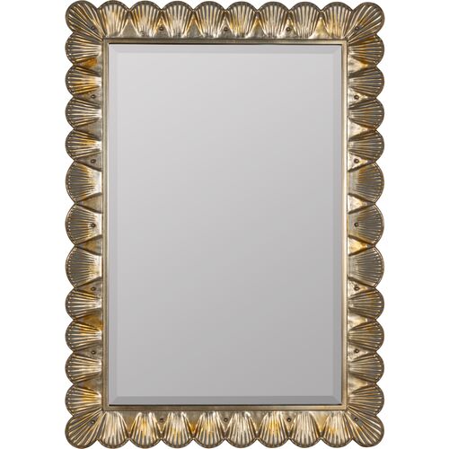 Florence Scalloped Wall Mirror, Pearlized Golden