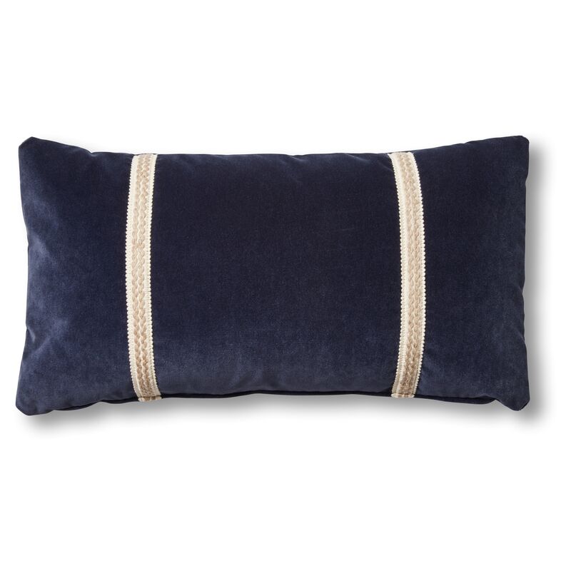 Mallory 12x23 Lumbar Pillow, Navy Velvet