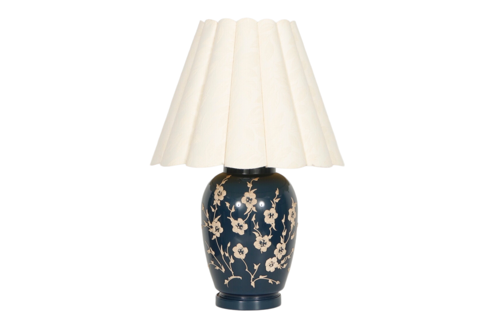 Floral Ceramic Table Lamp in Blue & Tan~P77659647