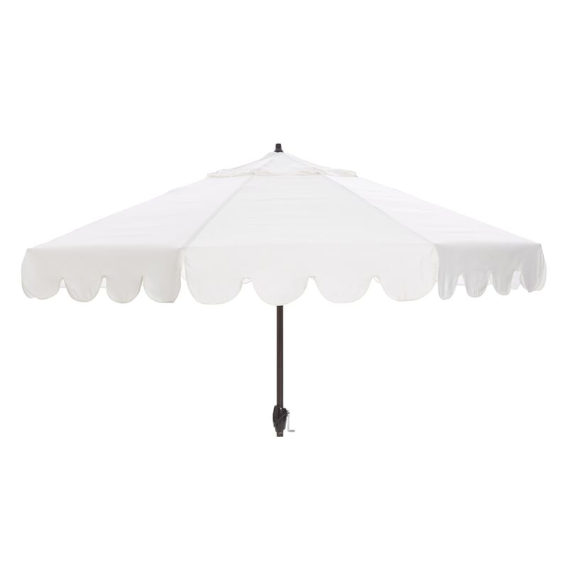 Phoebe Scallop-Edge Patio Umbrella, White