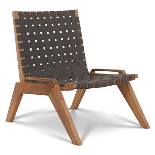 Draper Outdoor Teak Accent Chair, Gray Sunbrella