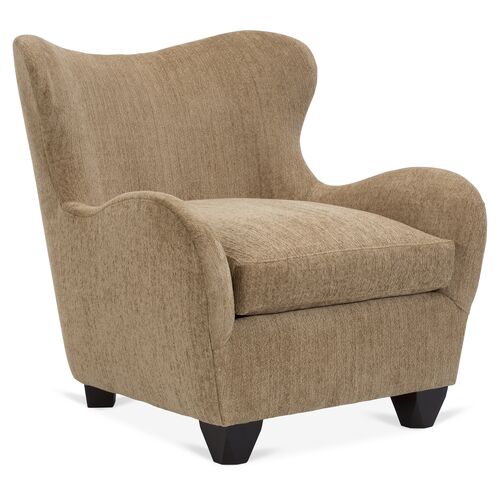 Zola Curved Wingback Chair, Caramel Crypton Velvet~P77578042