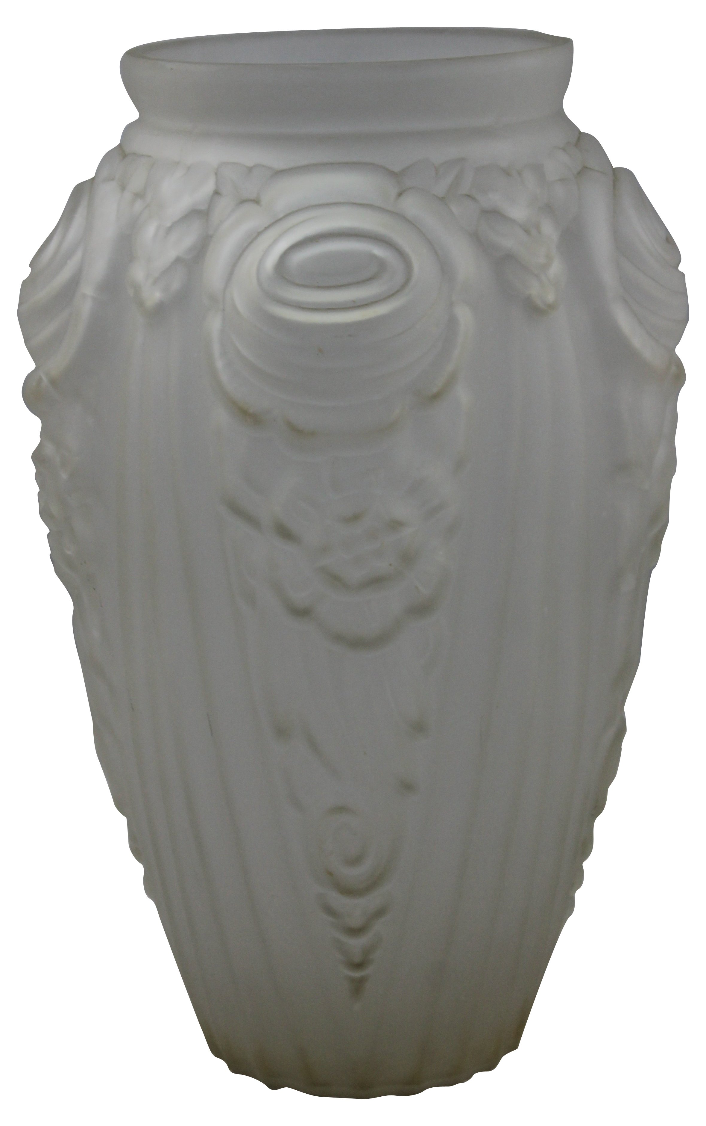 1920s French Art Deco Frosted Glass Vase~P77395983