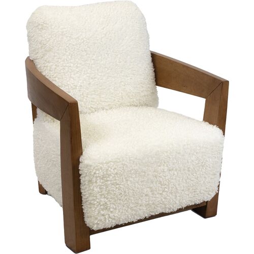 Sherpa Faux Shearling Chair, White/Brown~P111119674