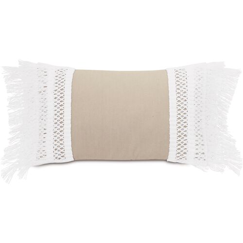 Callie 13x22 Outdoor Lumbar Pillow, Beige/White~P77646572