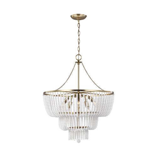 Jackie Six Light Chandelier, Satin Brass