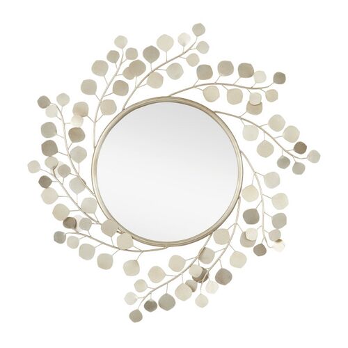 Lunaria Petal Round Wall Mirror, Silver
