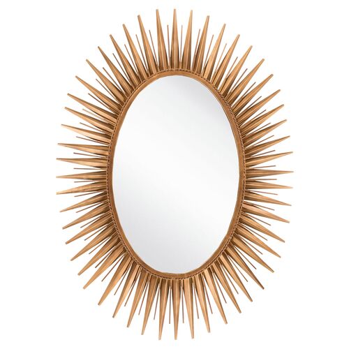 Oval Starburst Wall Mirror, Gold~P76562692