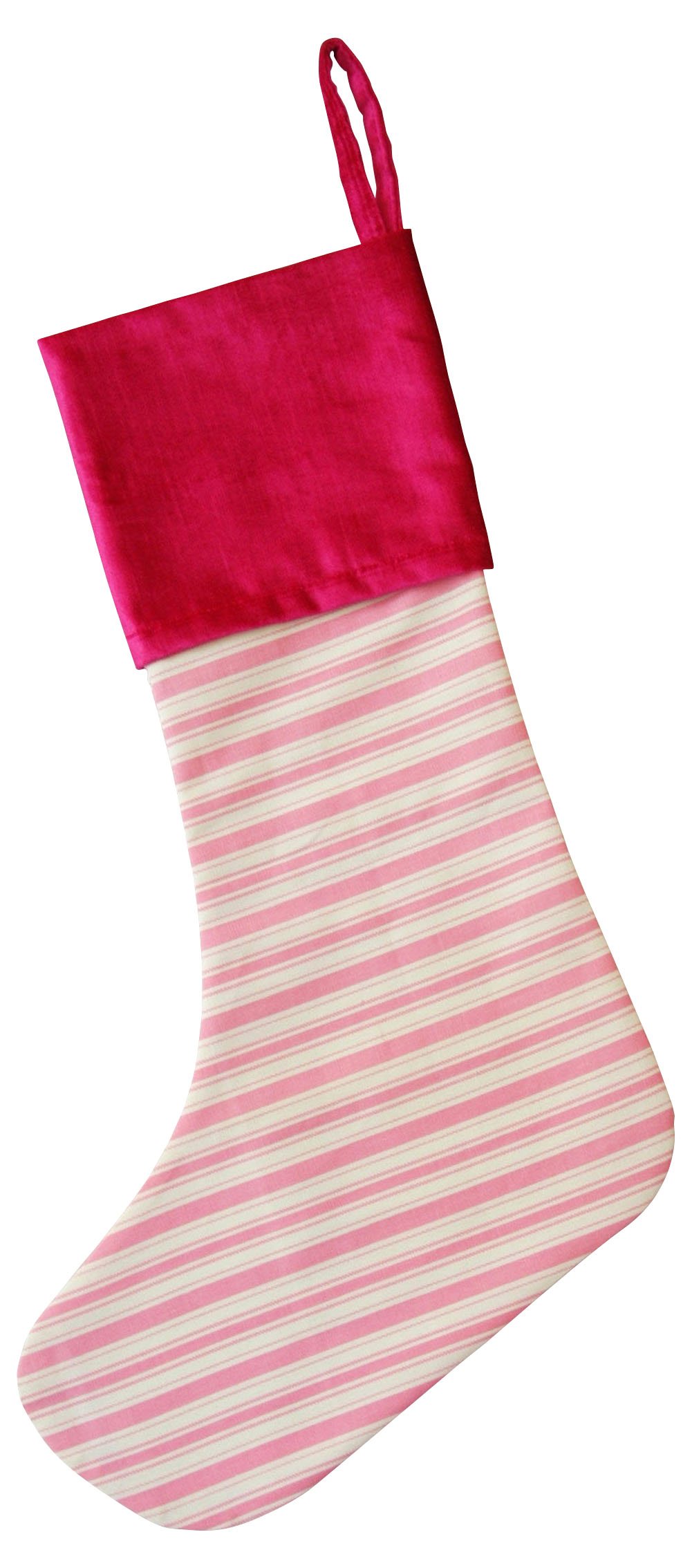 Pink Ticking Stripe Christmas Stocking~P77462418