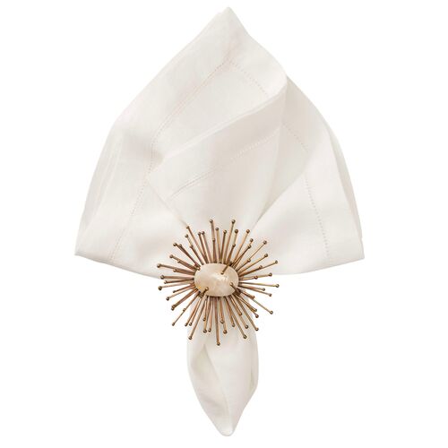 S/4 Hemstitch Linen Napkins, White