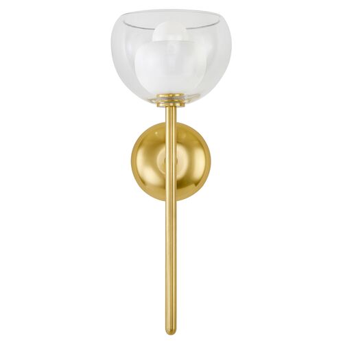 Cortney 17.25" Glass Wall Sconce, Aged Brass