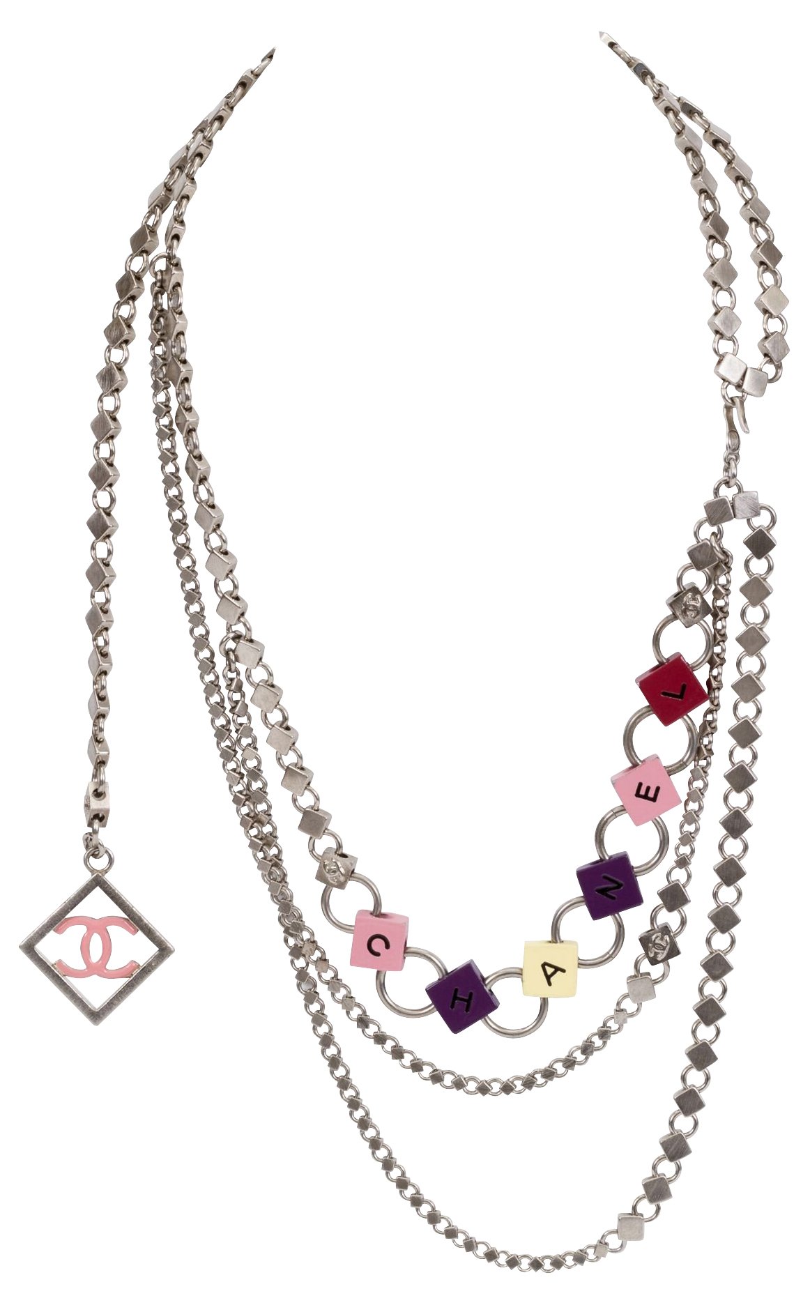 Chanel Silver Tone Triple Belt/Necklace~P77372706