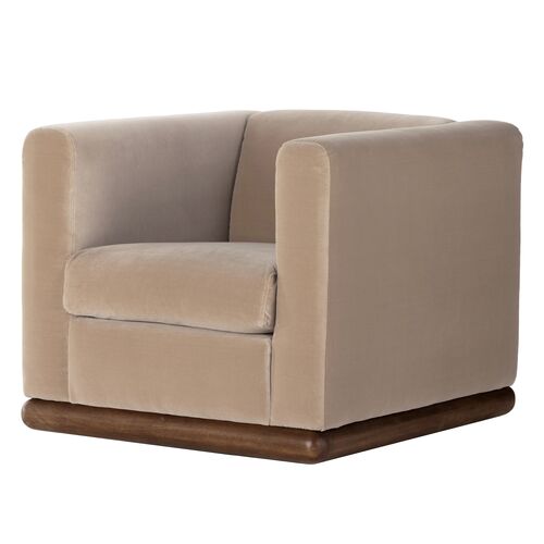 Ramona Velvet Swivel Chair, Surrey Taupe