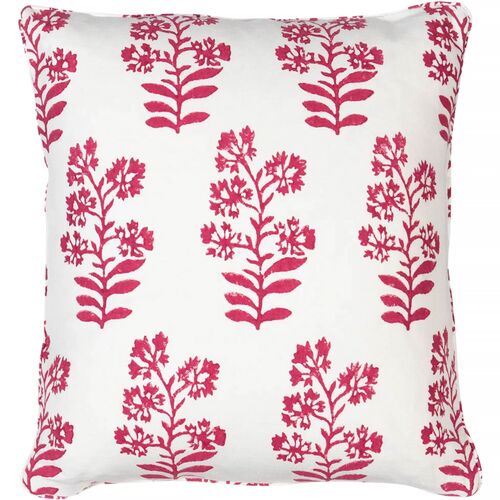 Wildflower Pillow, Fuchsia/White
