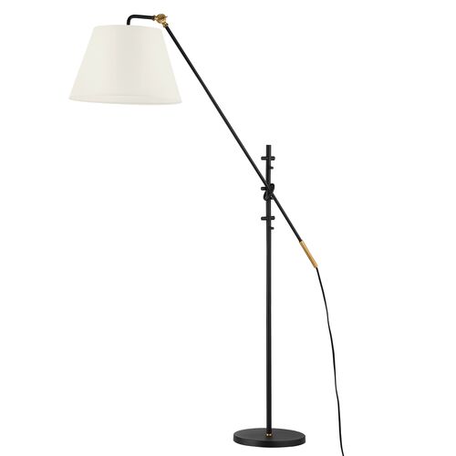 Navin Floor Lamp, Patina Brass/Textured Black