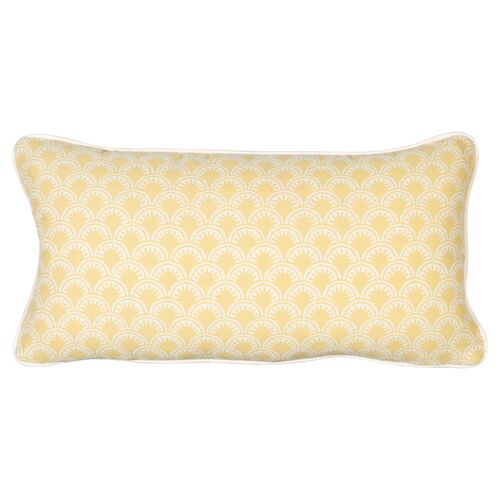 Scallop Outdoor Lumbar Pillow, Yellow/White~P77650083