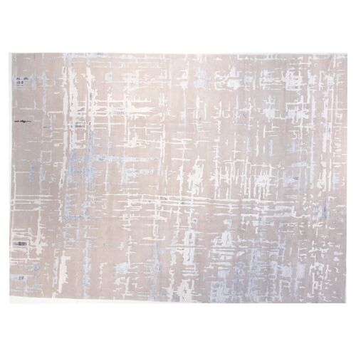 12'x15' Diamond Hand-Knotted Rug, Gray/Silver~P77564618
