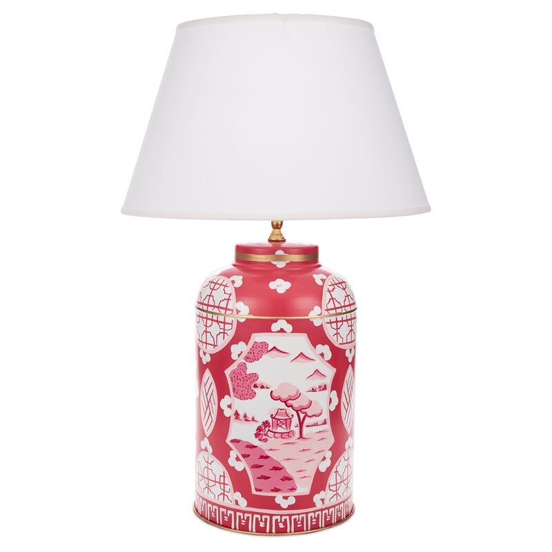 Canton Tea Caddy Lamp, Pink