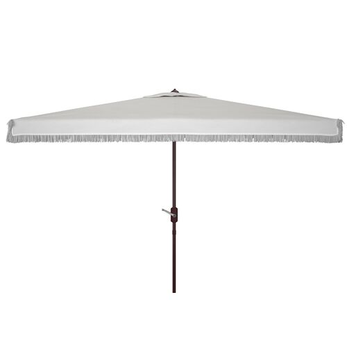 Roma Fringe Outdoor Rectangle Patio Umbrella, White~P77647841