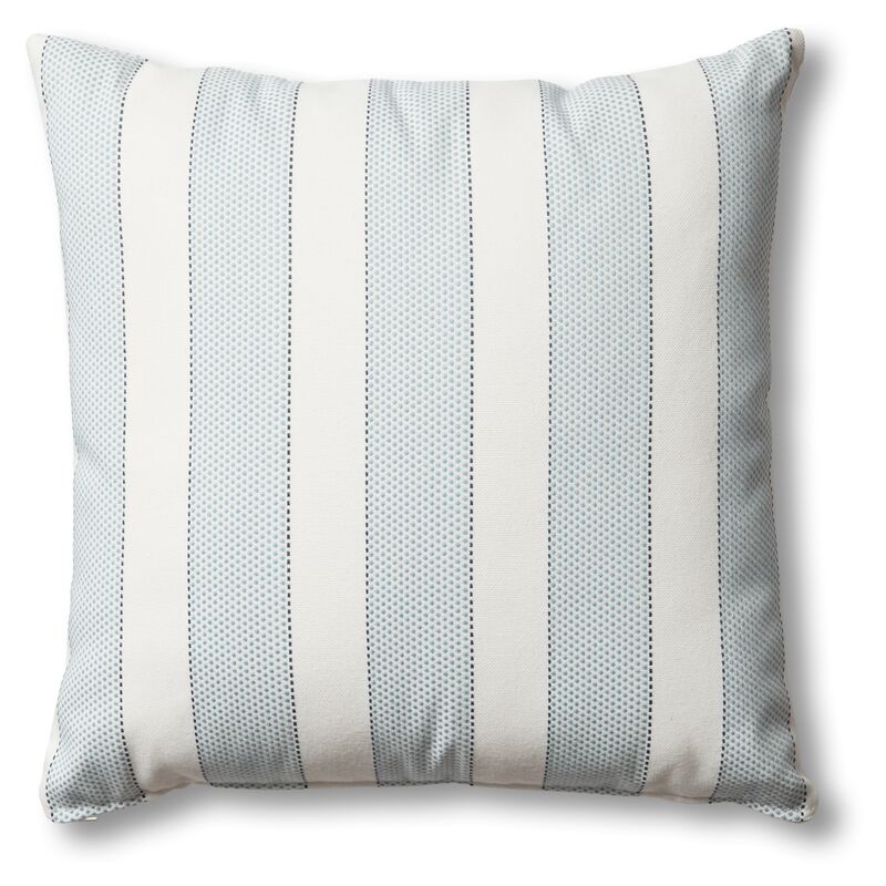 Carmel Outdoor Pillow, Blue/White Stripe