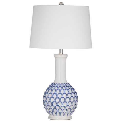 Milford Table Lamp, Blue/White