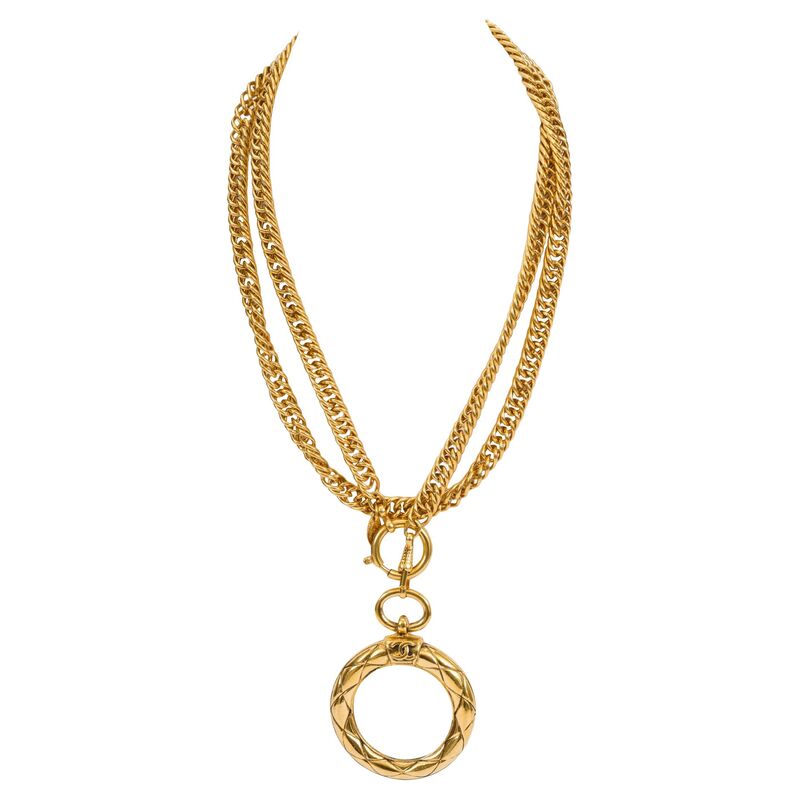 Vintage Lux - Chanel Gold Quilted Magnifier Necklace | One Kings Lane