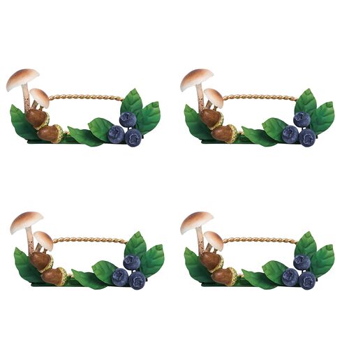 S/4 Forest Walk Mushroom & Acorn Place Card Holders, Multi