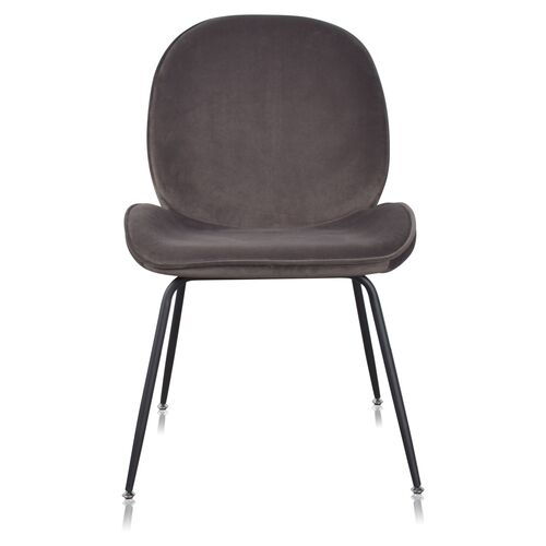 S/2 Dauphine Side Chairs, Gravel Velvet~P77579139