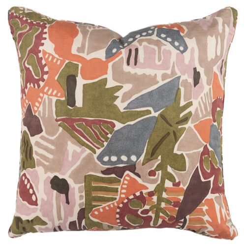 Chrystie Linen Pillow, Plum/Clay Chrystie Linen Pillow, Plum/Clay