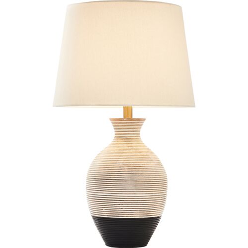 Nerith Mango Wood Table Lamp, Whitewash/Black Nerith Mango Wood Table Lamp, Whitewash/Black