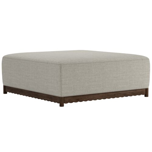 Steven Square Scalloped Performance Linen Coffee Table Ottoman Steven Square Scalloped Performance Linen Coffee Table Ottoman