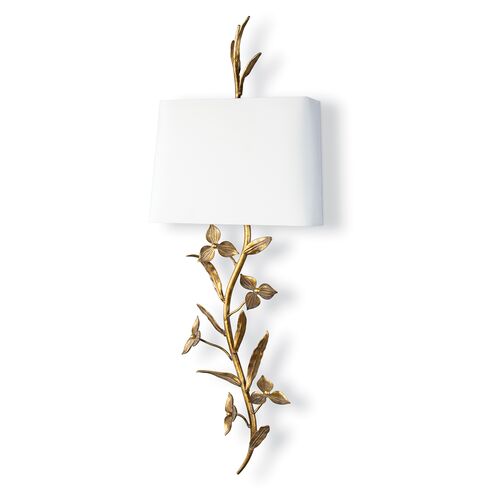Southern Living Trillium Shaded Sconce, Natural Brass~P77639092