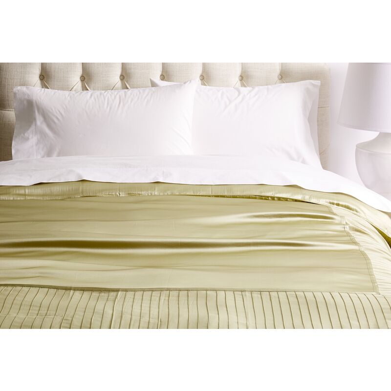 French Pleat Silk Duvet Cover, Sage