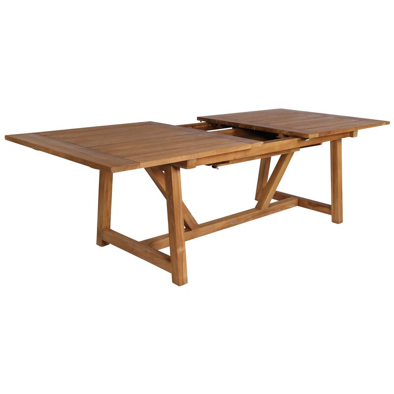 George Extension Outdoor Teak Dining Table, Natural