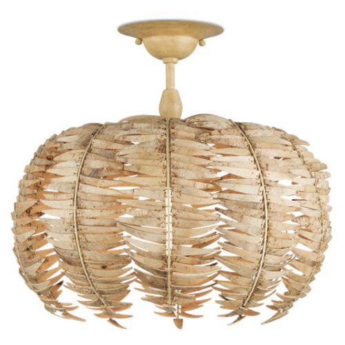 Tiptur Coco Shell Semi Flush Mount, Natural Coco Cream