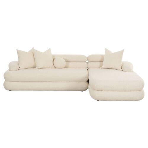 Vexley Modular Sectional Chaise, Cream Boucle