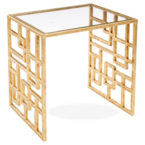 Picabia Modern Glass Side Table, Gold~P76382701