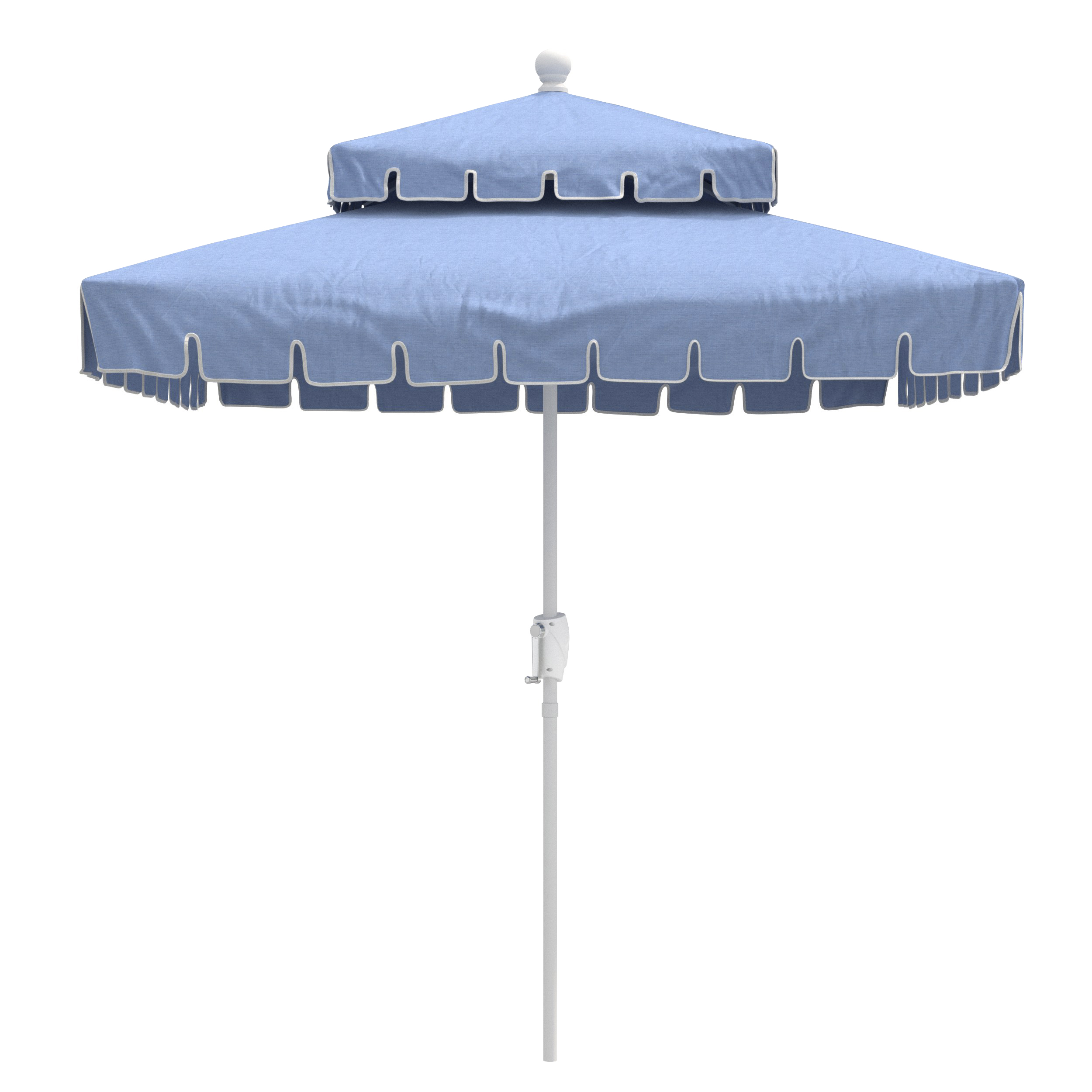 Liz Two-Tier Square Patio Umbrella, Cast Ocean