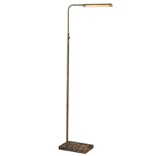 Aiden LED Floor Lamp, Antique Brass/Brown Marble