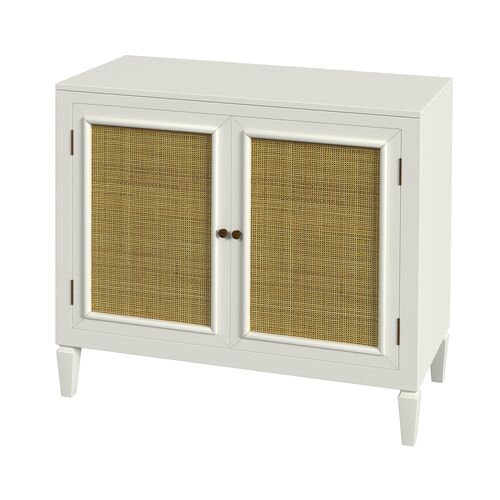 Isla Cane Console Cabinet, White/Natural