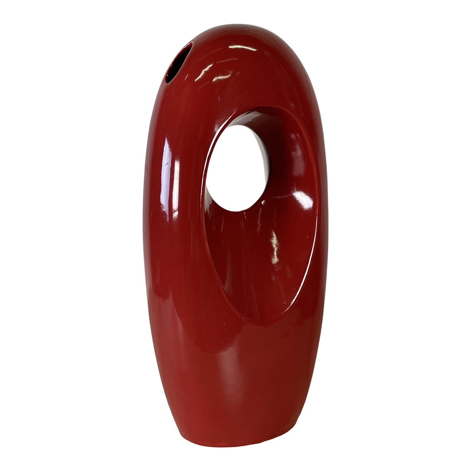 1980s Red Sculptural Ceramic Vase~P77643585