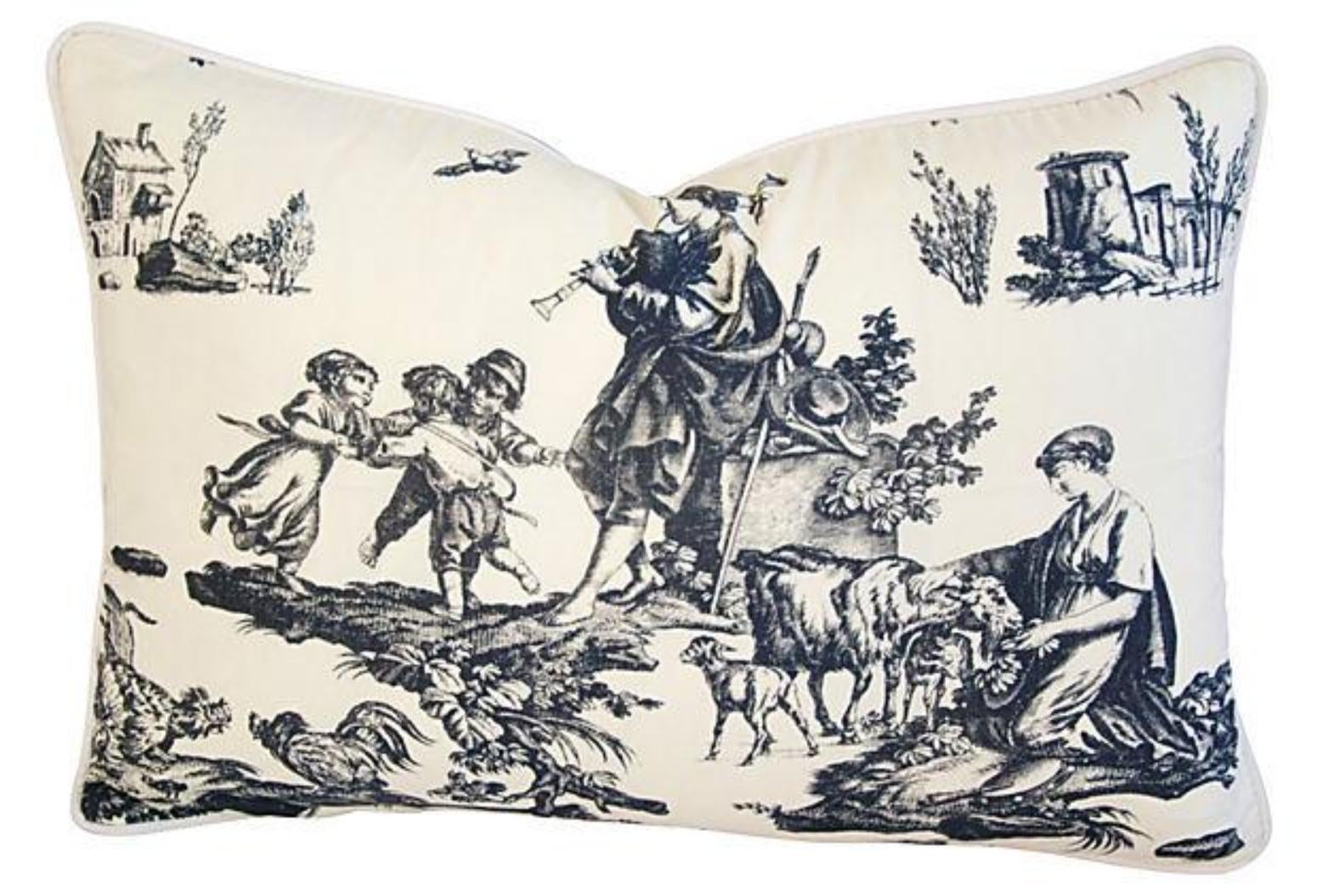 French Countryside Toile Pillow~P77683472