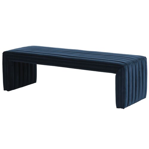 Deacon Channel Tufted Velvet Bench