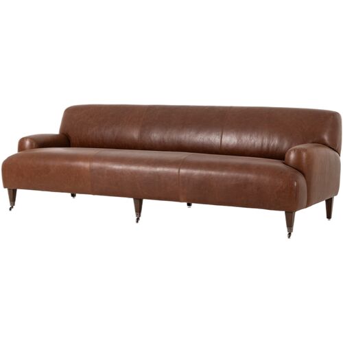 Kent Leather Sofa, Dulane Mahogany
