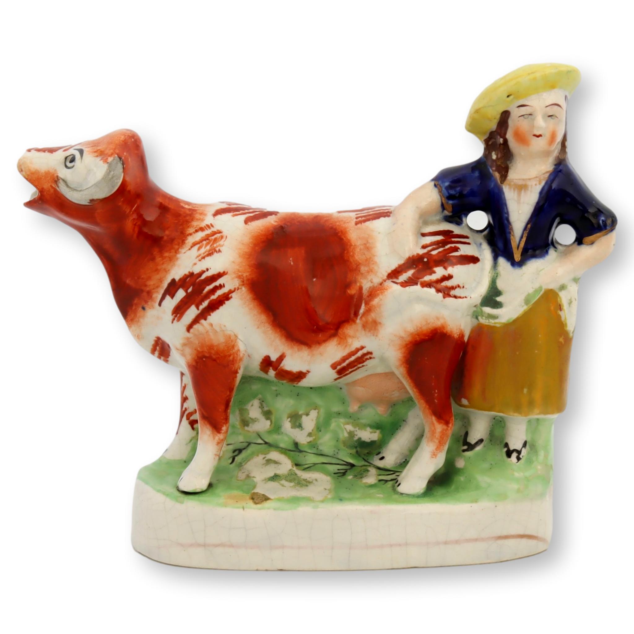 Antique Staffordshire Cow Cream Pitcher~P77667563