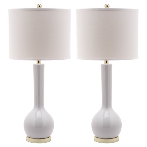S/2 Ava Table Lamps, White~P46316585