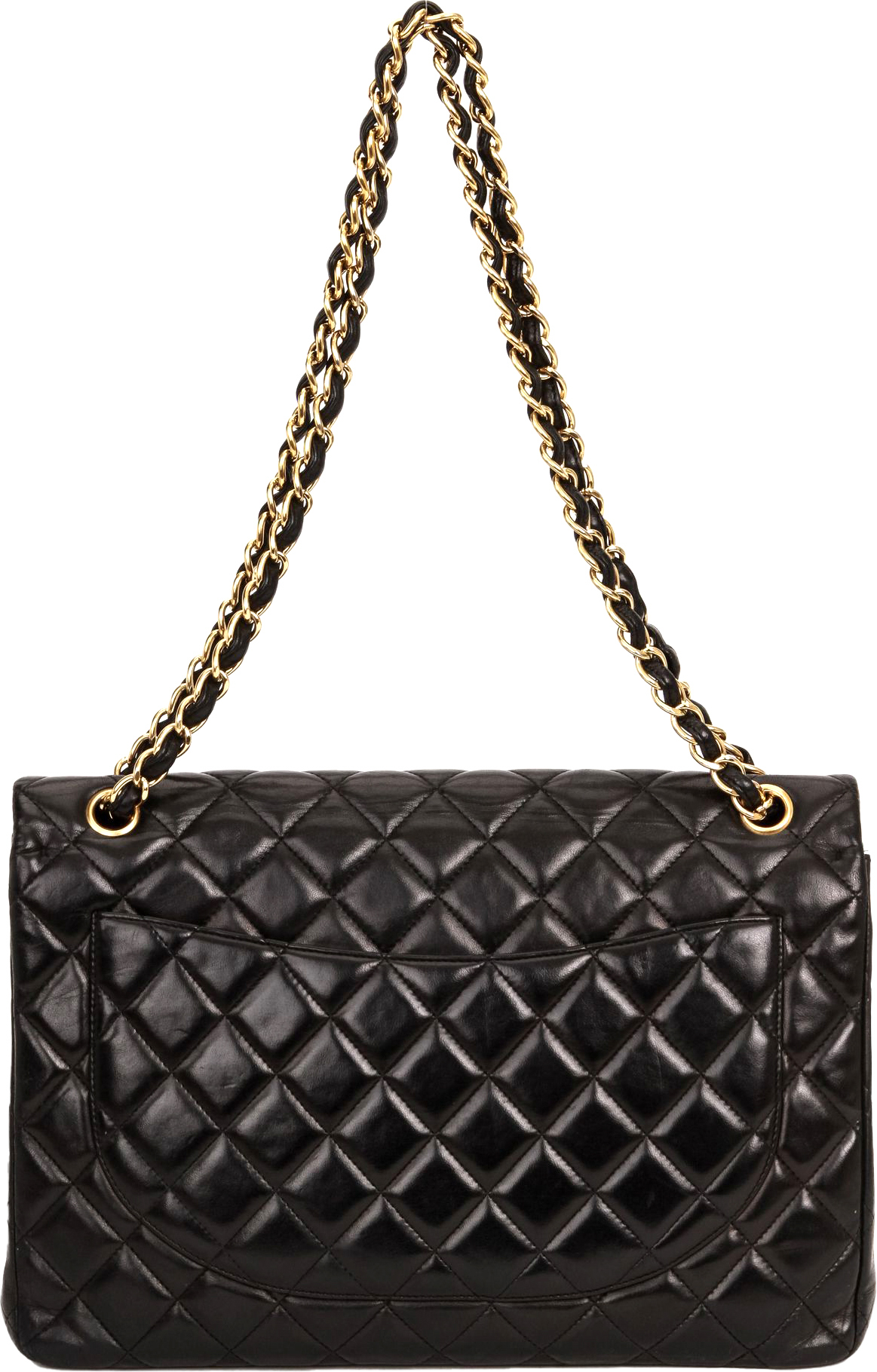 Chanel Black Quilted Patent Leather Maxi Classic Single Flap