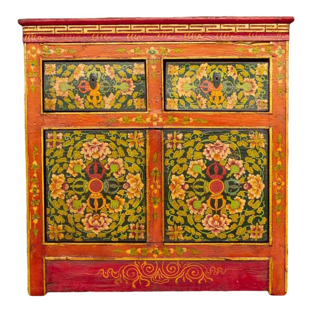 Antique Tibetan Painted Altar Cabinet~P77612179